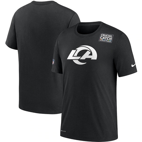 Men's Los Angeles Ram Black NFL 2020 Sideline Crucial Catch Performance T-Shirt Men's Los Angeles Ram Black NFL 2020 Sideline Crucial Catch Performance T-Shirt